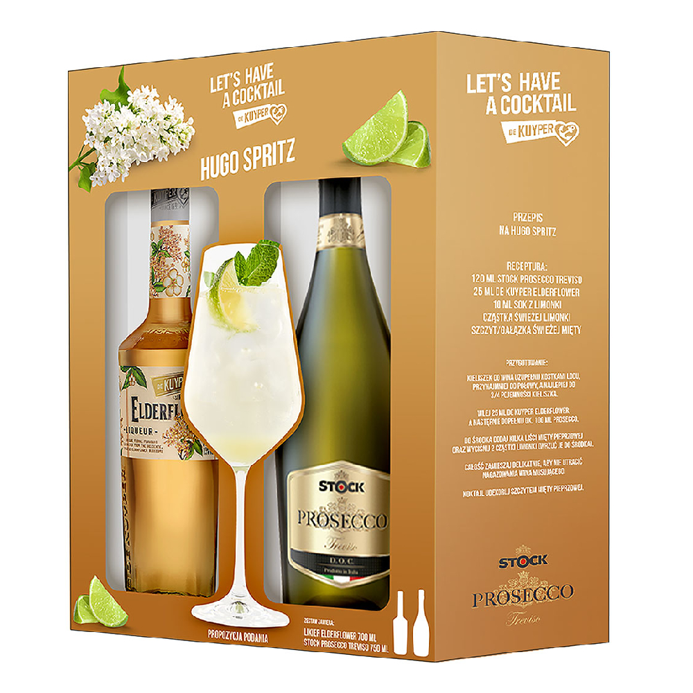 Zestaw Hugo Spritz Cocktail Likier De Kuyper Elderflower 0,7L + Prosecco Treviso 0,75