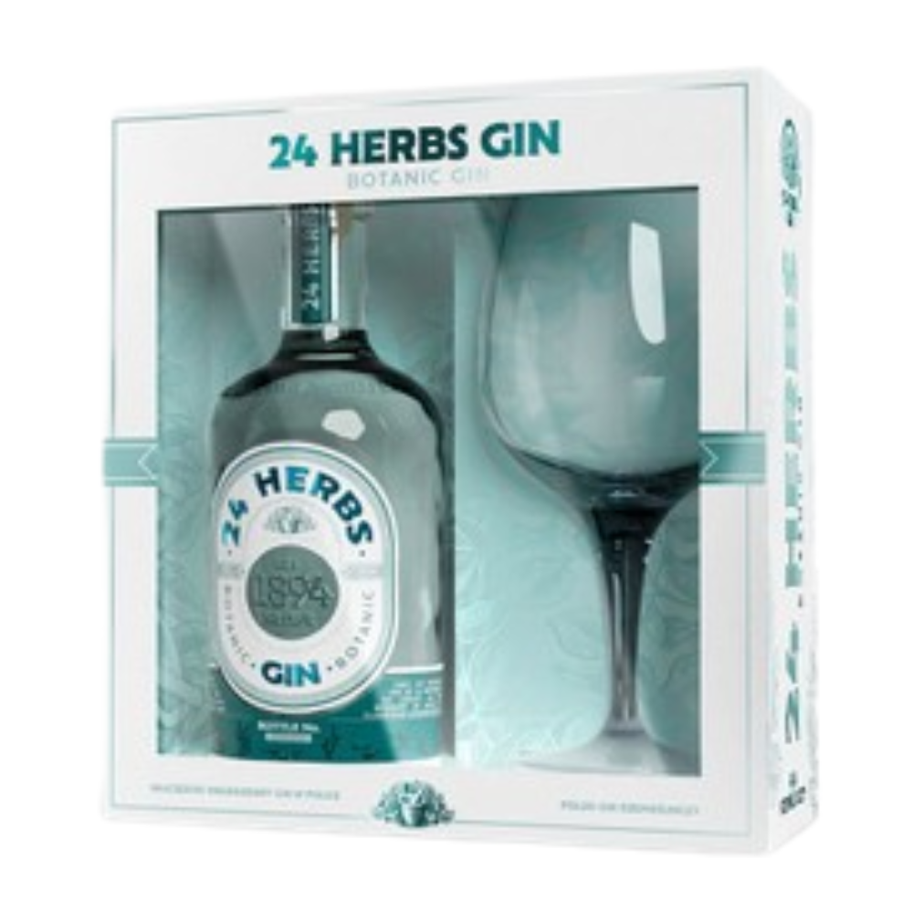 Gin 24 Herbs Classic 40% 700 ml ze szklanką Coppa