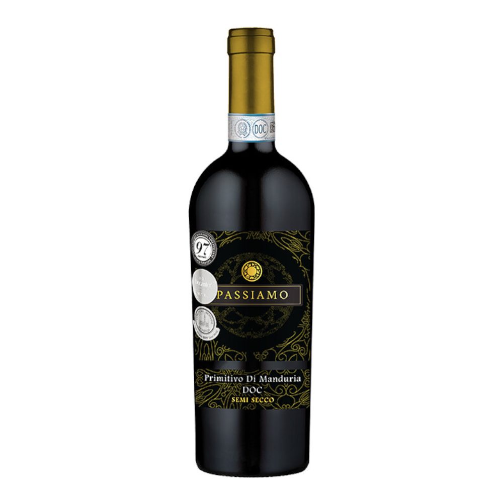 Wino Passiamo Primitivo Puglia 13% czerwone półsłodkie 750 ml